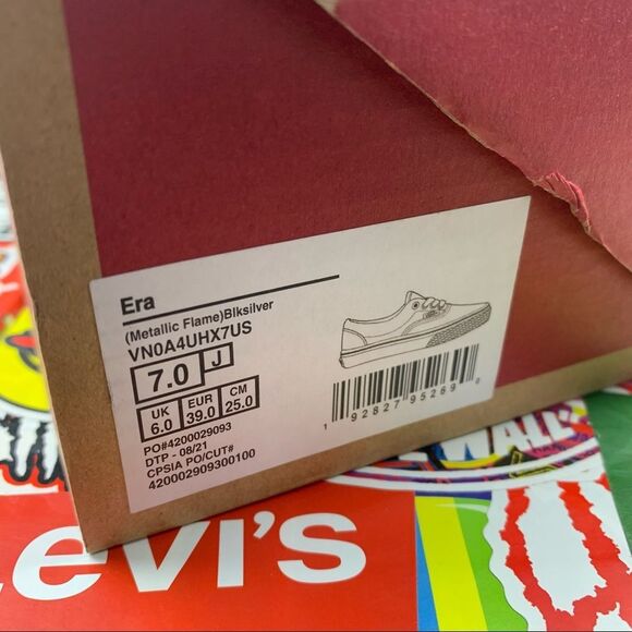 Vans Era Silver Metallic Flame 8.5 Womens / 7 Youth - Picture 13 of 13